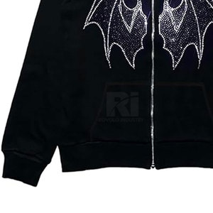 Custom Made Design High Quality <b>Pullover</b> <b>Men</b> Rhinestone Hoodies Solid Color Plus Size <b>Men</b> Rhinestone Hoodies - Product Image 6