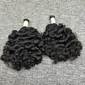 Raw Burmese Curly Bulk Hair <b>Braiding</b> 100% Vietnamese Hair Not tangle Human Hair Extensions - Product Image 4
