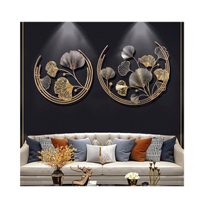Wall Decor Interior Luxury Display Gold House Wrought Iron <b>Frame</b> Meta Wall <b>Art</b> Hanging Leaf Decorative Living Room Furni - Product Image 2