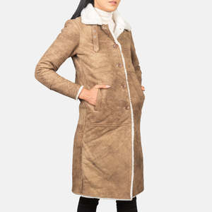 Manteau parka réversible en peau de mouton tissée marron pour femme, imperméable, design imprimé décontracté, tailles XS-XL - Product Image 2