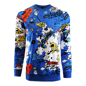 Sweat-shirt en molleton de coton pour homme, coupe classique, style hip-hop, streetwear décontracté, col rond, manches longues, imprimé 3D, hiver, éco-responsable - Product Image 5