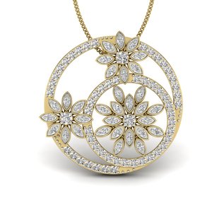 Ishi Diamantes 18K Oro Tres Flores Laboratorio Crecido Diamante Colgante - Product Image 1