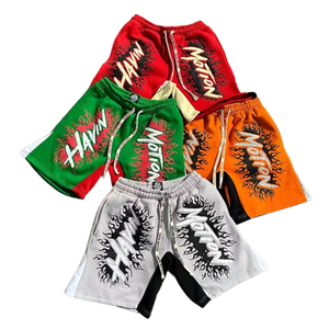 Custom <b>Men</b> Streetwear Custom Print Logo High Quality Drawstring Highstreets Acid Washed Summer Wear Casual Cotton <b>Shorts</b> - Product Image 1