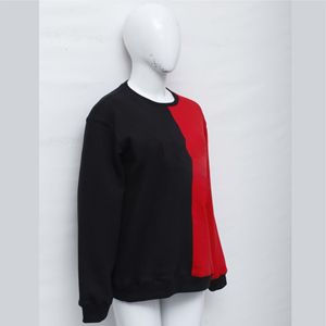 Sweat-shirt pour femme de haute qualité avec un design moderne à blocs de couleur noir et rouge à moitié et à moitié, 280 320 GSM, streetwear décontracté - Product Image 4