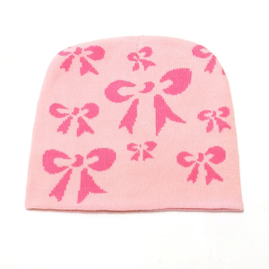 2025 Otoño Invierno nuevo gorro de lana cálido gorro Sin borde arco Jacquard gorro de punto gorro - Product Image 5