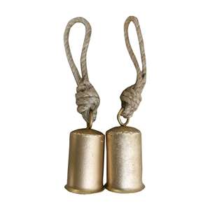 Mango Gifts 4 Height <b>Call</b> <b>Bell</b> Set Rustic Wedding & Dinner <b>Bell</b> Golden Colour Heavy Metal with Jute Handle Handmade 10pcs Set - Product Image 1