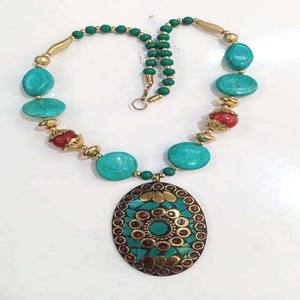 สร้อยคอประดับโมเสคประดับลูกปัดฟิโรจาดีไซน์ล่าสุดสำหรับสตรี partywear เครื่องประดับในราคาที่ดีที่สุดสำหรับ GC-NK-275ส่งออกทั่วโลก - Product Image 1