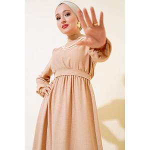 Collar de perlas vestido Latte - Product Image 1