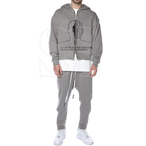 Ensemble 2 pièces mode pour hommes Pantalon de survêtement brodé sur mesure de haute qualité Sweat à capuche en coton polaire Jogging Survêtement d'entraînement pour l'hiver - Product Image 1