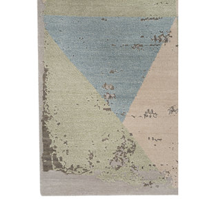 Tapis UnfoldBy Kavi en laine et soie de bambou noué à la main, motif géométrique rectangulaire, pour la maison, le salon, le couloir - Product Image 4