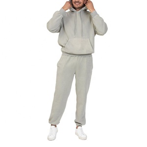 2025 High Quality Sweatsuits Sweatpants and Hoodie <b>Set</b> Winter Thick 100%cotton Plain Custom Sweatsuits for Men - Product Image 4