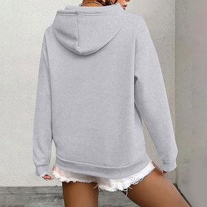 Grey Women's Organic Cotton Eco-Friendly Quick Dry Heavyweight Fleece <b>Drop</b>-Shoulder Sleeves Boyfriend Hoodie Drawstring Closure - Product Image 5