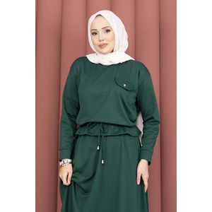 Conjunto de Falda y Top Corto de Dos Piezas para Mujer, Estilo Casual, con Logotipo Personalizado, Talla XS/XS, Tejido de Punto, Lazo, Color Esmeralda, Shorts Cortos - Product Image 2