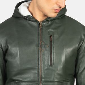Men's High Quality Genuine Leather <b>Biker</b> <b>Jacket</b> Patchwork Stand Long Sleeve Winter Motorcycle Windproof Eco-Friendly Front Logo - Product Image 6