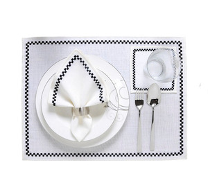 Ensemble de serviettes et napperons géométriques brodés personnalisés tapis en lin blanc lavables pour mariages maison restaurant événements - Product Image 4