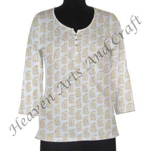 Algodón mano bloque impreso Kurti túnica/ropa étnica/India y Pakistán ropa algodón bloque impreso Sanganeri Sexy Kurti - Product Image 4
