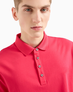 Polo de Manga Corta Rojo para Hombre, de Algodón, Color Sólido, Informal, Transpirable, Tejido Oxford, Corte Regular - Product Image 3