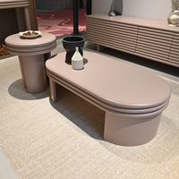Luxuriöser Maßgefertigter Moderner Eleganter Wohnzimmer Ovaler Holz-Couchtisch Einzigartiges Design Eschenholz-Furnier