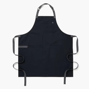 Reusable Custom Color and Size Chef Uniform <b>Bib</b> Kitchen Denim Cotton Barber Canvas Work Aprons with Pockets for Cooking - Product Image 1