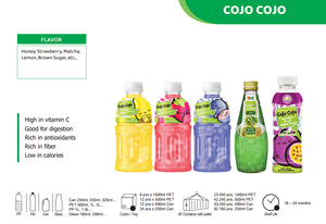 Lychee con Nata De Coco 290 ml 9,8 floz bebida de jugo Cojo 12 botellas botella de cartón sin azúcar añadido vitamina C OEM privado La - Product Image 6