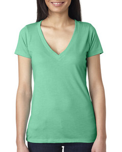 Camiseta informal con cuello en V para mujer 100% algodón ecológico transpirable antiarrugas tejido de punto patrón sólido pantalla de seda de verano - Product Image 3