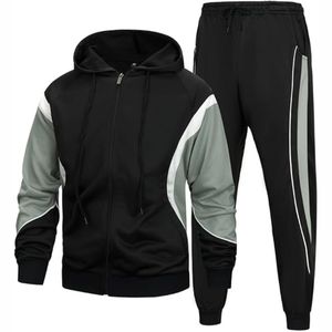 Nueva moda para hombre, ropa deportiva de calle, estampado de otoño, informal, ecológico, transpirable, Spandex/algodón, conjunto de Sudadera con capucha, chándal sólido - Product Image 6