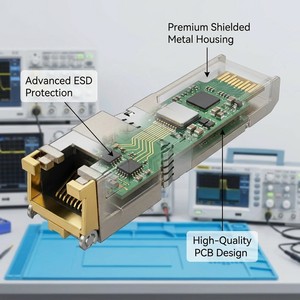 Module émetteur-récepteur SFP en cuivre 1G 2.5G <span class=keywords><strong>10G</strong></span> RJ45 30m 80m 100m compatible GLC-T pour commutateur réseau Ethernet Cat5/6/7 FTTX - Product Image 3