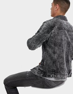 Nouvelle Veste en Jean Classique pour Homme 2026, Style Délavé à l'Acide, Col Boutonné, Poches, Noir, Grande Taille, Rembourrée, Automne - Product Image 4