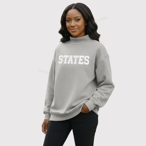 เสื้อกันหนาวสตรีทแวร์ผ้าฝ้ายผสมผ้าฟลีซโอเวอร์ไซส์สำหรับผู้หญิงเสื้อกันหนาวคอเสื้อปักด้านหน้า - Product Image 5