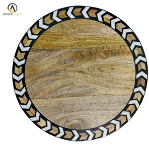 Tabla de cortar de material PC de diseño personalizado para cocina de hotel al por mayor, tabla de cortar de resina con incrustaciones de madera de mango, tabla de estilo cutwork, utensilios de cocina - Product Image 2