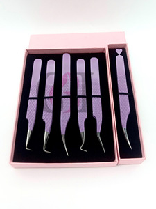 Pince à épiler professionnelle en acier inoxydable avec revêtement en poudre violet clair, antistatique, durable, 10 mm, pointe argentée - Product Image 4