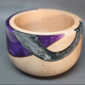 Tazón de resina de madera de diseñador Premium hecho a mano moderno rústico centro de mesa elegante acento para el hogar - Product Image 1