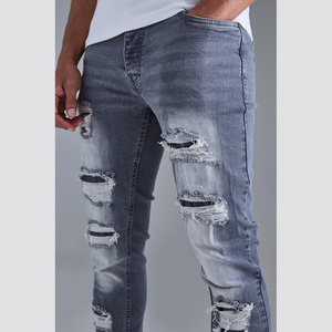 Personalizado al por mayor de moda pantalones de mezclilla de los hombres de ajuste holgado High Street Popular hombres Streetwear pantalones vaqueros de diseño personalizado - Product Image 5