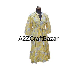 Robe mi-longue florale vintage coréenne Himanshi, coton écologique respirant, coupe confortable, facile à assortir, à porter au quotidien, différentes tailles - Product Image 5