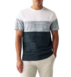 T-shirt homme col rond manches courtes couleur bloc coton biologique vêtements d'été tissu évacuant l'humidité couleurs unies T-Shirt pour homme - Product Image 1
