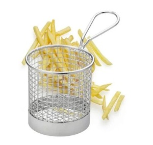 Panier de serveur de friture en acier inoxydable en gros, panier de friture en acier inoxydable, panier de service en maille, serveur de panier de friture - Product Image 1