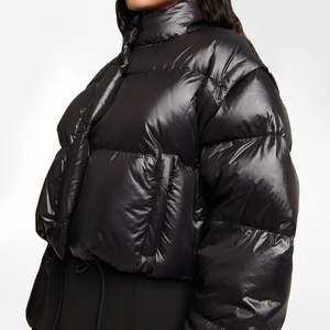 Puffer de invierno de alta calidad para hombre, cuello alto regular, logotipo de entrenamiento transpirable personalizado, efecto de burbuja, Color negro, mantiene el calor - Product Image 4