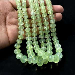 Cuentas facetadas de prehnita natural de 8 a 10 mm, cuentas sueltas de prehnita para la fabricación de joyería, fabricante mayorista indio. - Product Image 6