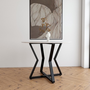Juego de Mesa de Comedor Redonda Vera de 100 cm, Madera de Caucho Ensamblada con Patas de Hierro con Recubrimiento en Polvo, Extensible para Uso en Bares Domésticos - BA68044 - Product Image 5
