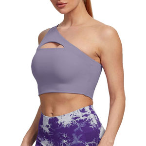 Sujetador deportivo corto ligero sin costuras de un hombro para mujer para gimnasio, ropa de Yoga, ropa de Fitness de secado rápido - Product Image 3