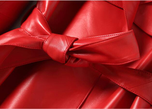 Nouveau 2025 automne et hiver mi-longueur couleur unie coupe ajustée grande taille femmes véritable haute qualité cuir veste manteau - Product Image 5