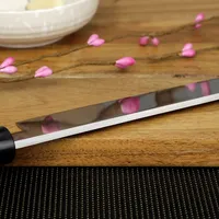 Couteau de chef professionnel en acier inoxydable de 8 pouces, manche en bois, haute qualité, pour fileter et couper, design moderne.