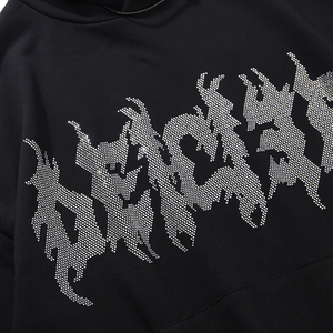 Pull à capuche zippé pour homme 100% coton lourd avec détail en strass pour l'hiver - Product Image 3