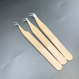 Aroosh Corp Volume russe 90 degrés en acier inoxydable massif poignée en diamant Logo personnalisé Extension de cils pince à épiler professionnelle - Product Image 4