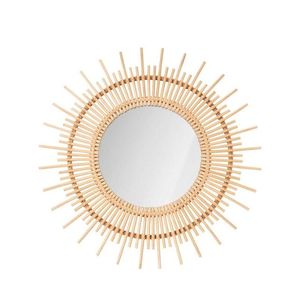 Cantidad a granel Espejos de ratán duraderos Decorativo Listo para la exportación Espejo de marco de color marrón minimalista - Product Image 4