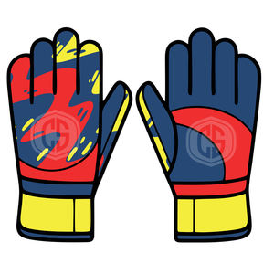 Professional Navy Blue Red Negative Cut <b>Goalkeeper</b> <b>Gloves</b> with Yellow Splash Design and 3D Silicone Injected Punch Zone - Product Image 1