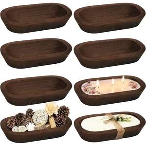 Bandeja de madera Tazón de masa Decoración Vintage Tallada a mano Decoración para el hogar para mesa de comedor Centro Tazón de madera - Product Image 6