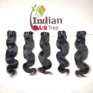 100% naturel non transformé indien vierge Remy cheveux cuticule aligné brut noir couleur vague de corps tissage Extensions de cheveux humains - Product Image 4