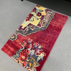 พรมตุรกีวินเทจ ขนาด 1.7x2.8 ฟุต พรมขนาดเล็ก สีแดงเหลืองไล่เฉด พรมขนสัตว์ - Product Image 5