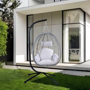 Premium Modern Hanging Swing <b>Chair</b> with Durable <b>Cushions</b> Aluminum Frame for Outdoor Hanging Furniture <b>Rattan</b> Wicker Egg <b>Chair</b> - Product Image 4